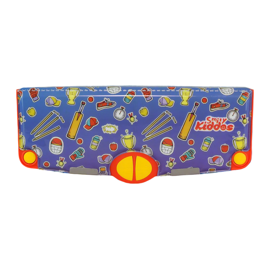 Smily Kiddos Multi Functional Pop Out Pencil Box for Kids Stationery for Children - Cricket Theme - Blue