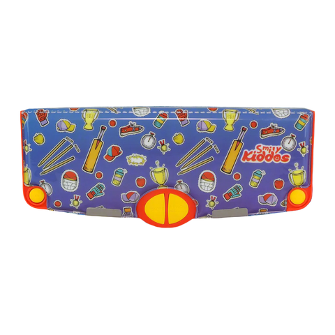 Image of Smily Kiddos Multi Functional Pop Out Pencil Box for Kids Stationery for Children - Cricket Theme - Blue