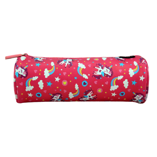 Unicorn Print Round Pencil Pouch â?? Pink