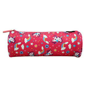 Unicorn Print Round Pencil Pouch â?? Pink