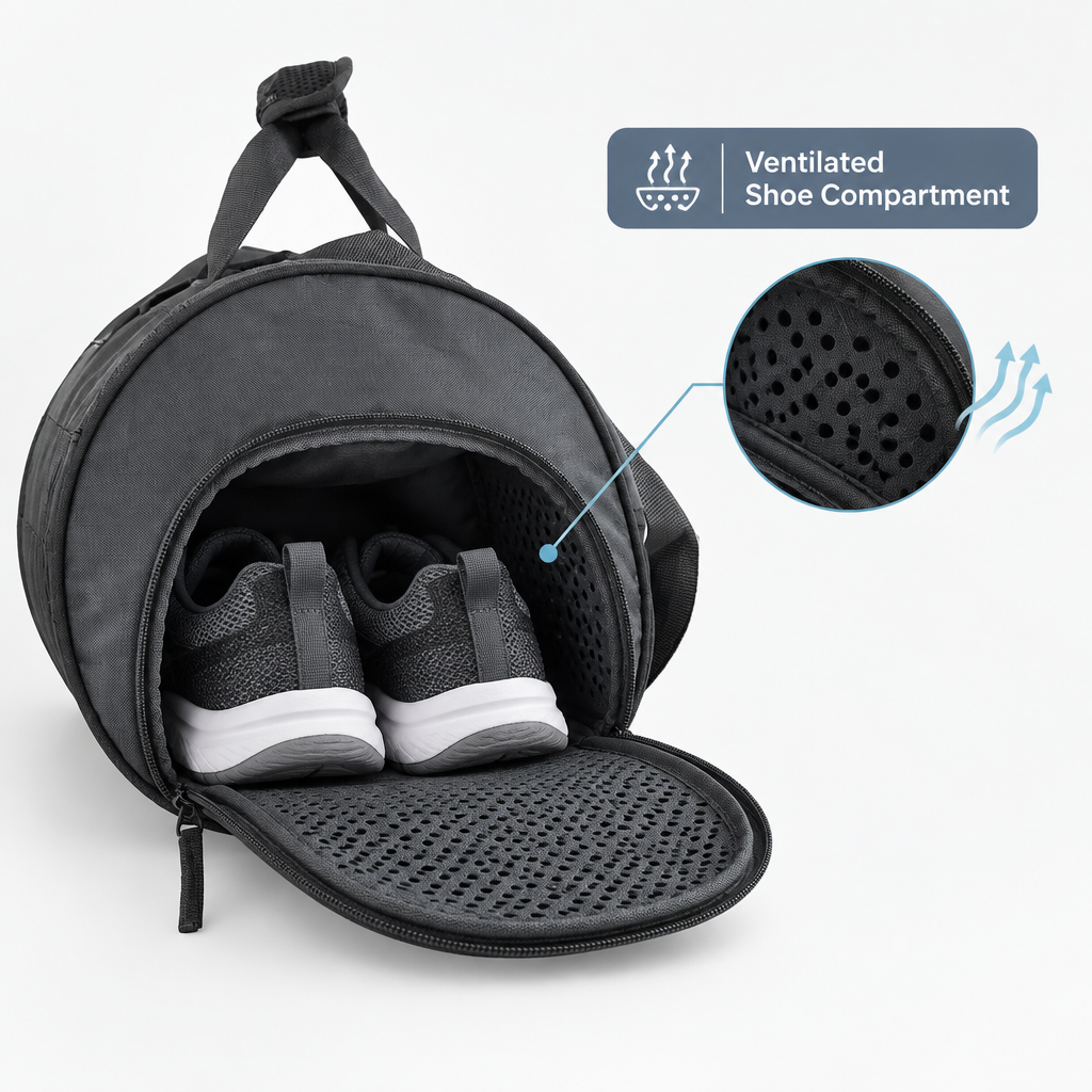 Mike Dual Tone Pro Gym Bag with Shoe Compartment – Black