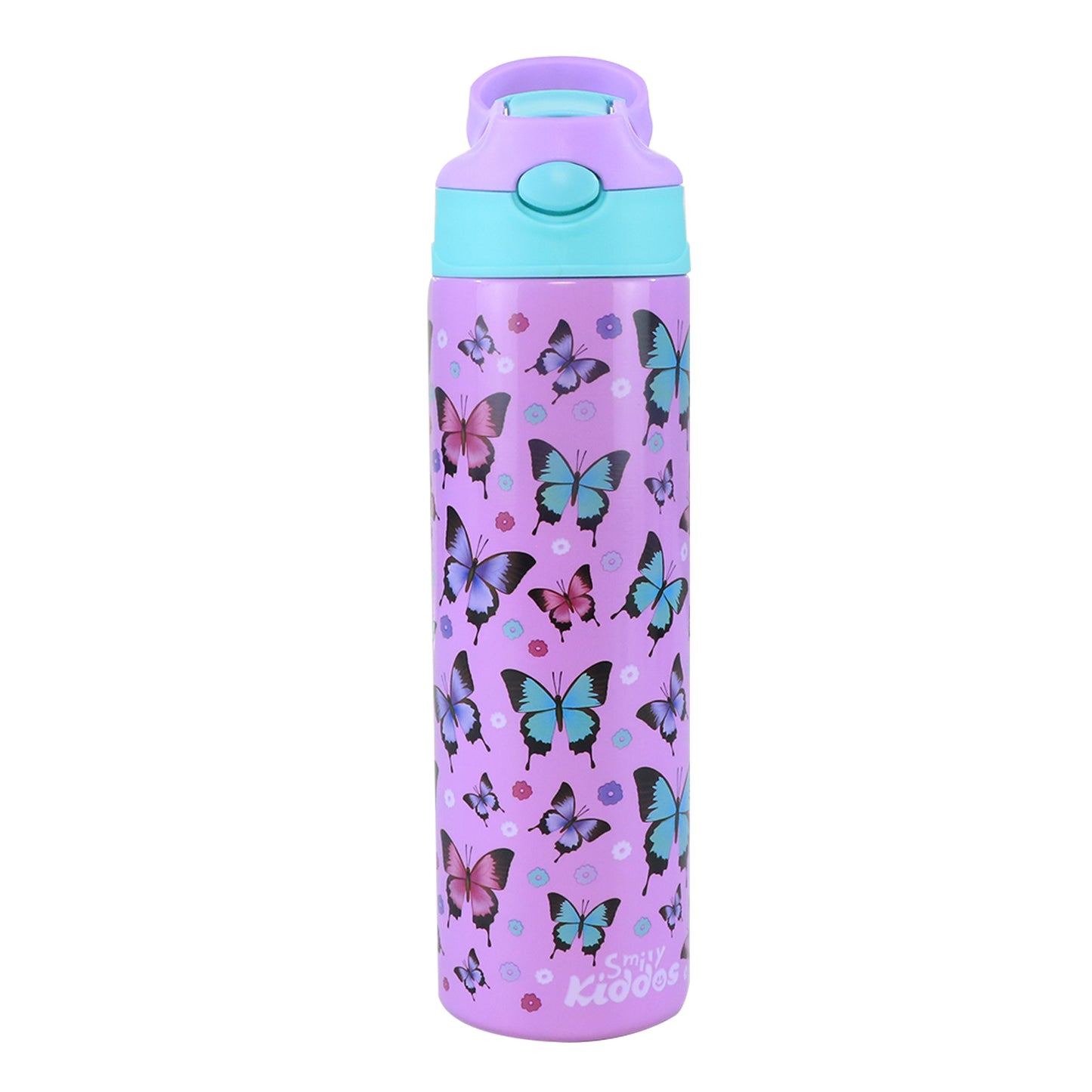 Smily Kiddos Insulated Water Bottle 600ml - Butterfly Theme Purple
