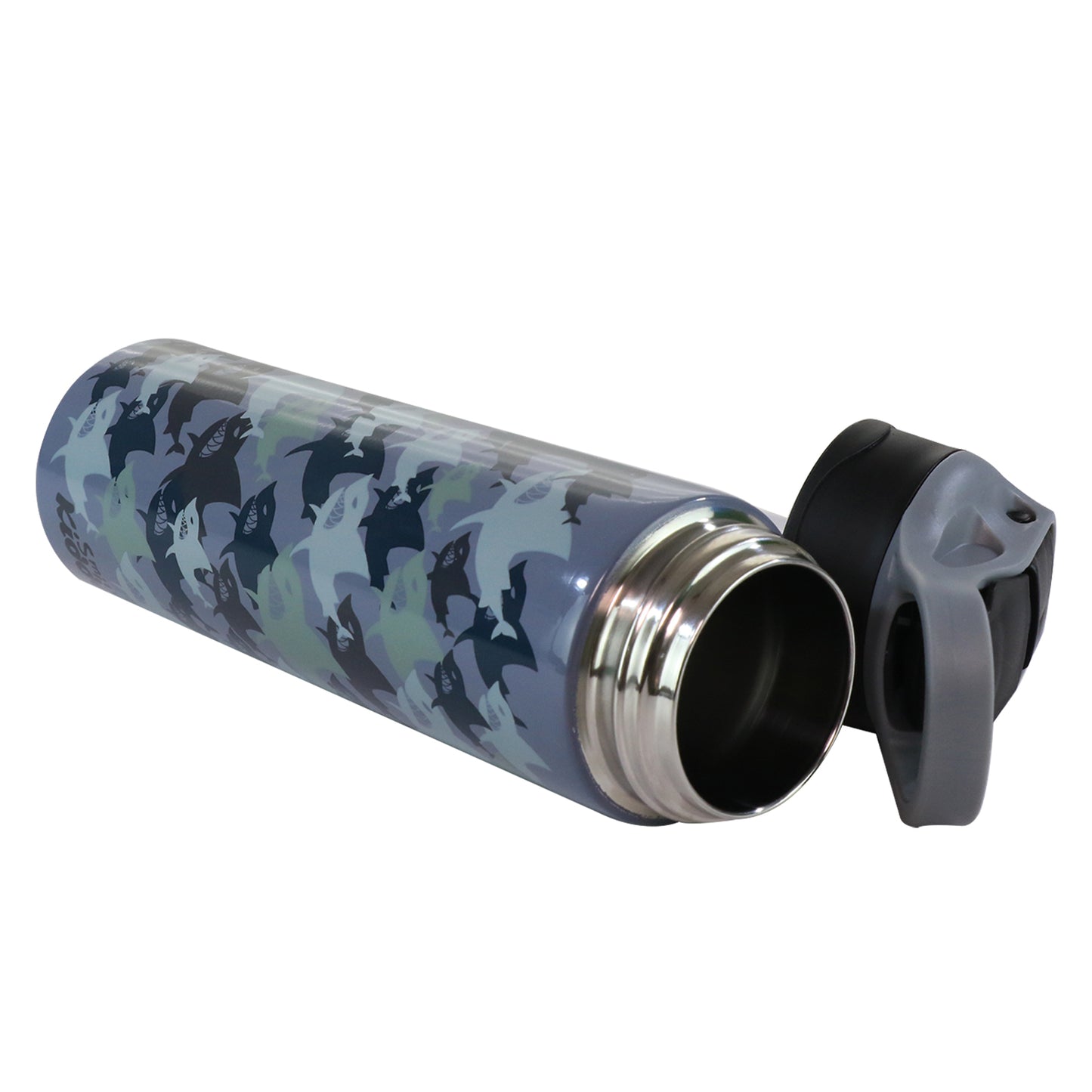 Smily Kiddos Insulated Water Bottle 600ml - Shark  Theme Grey