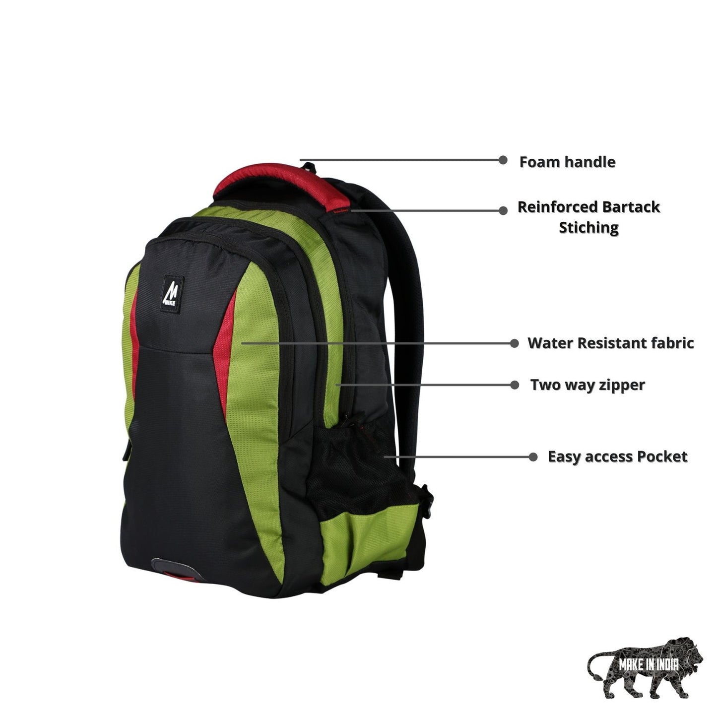 Mike Classic College Backpack - Green Black