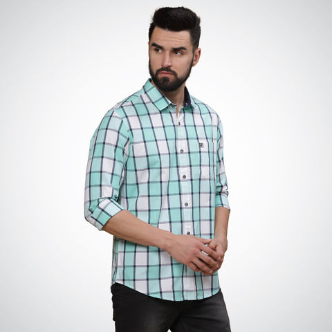 Image of Mike Club Check Shirt Green Color
