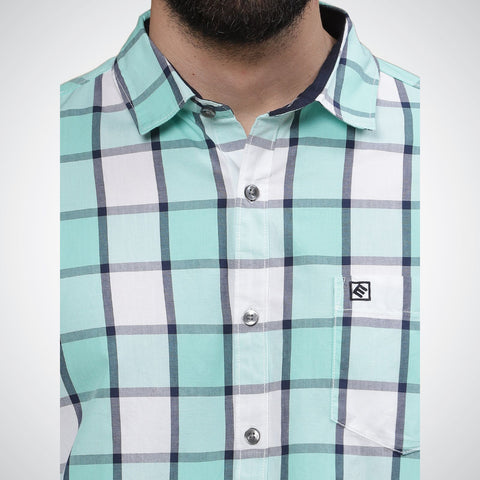 Image of Mike Club Check Shirt Green Color