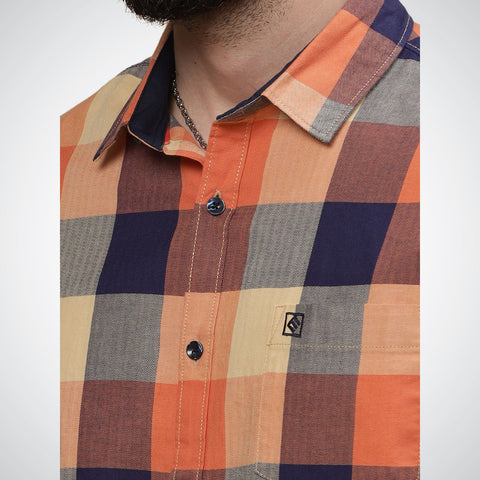 Image of Mike Club Check Shirt Orange Color