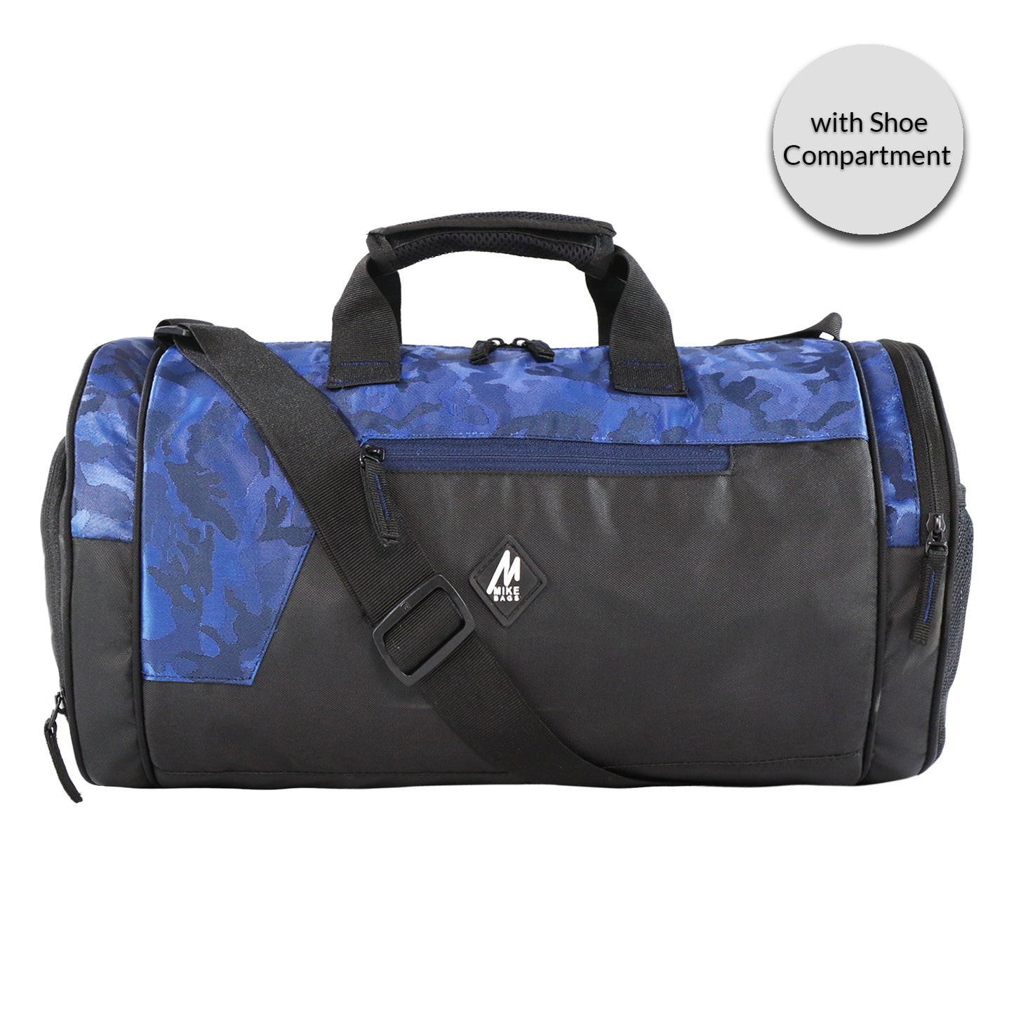Mike Dual Tone Gym Bag With Shoe Pouch-Camo Blue