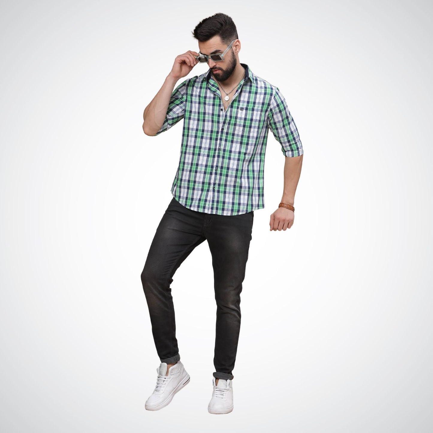 Mike Club Check Shirt Green Color