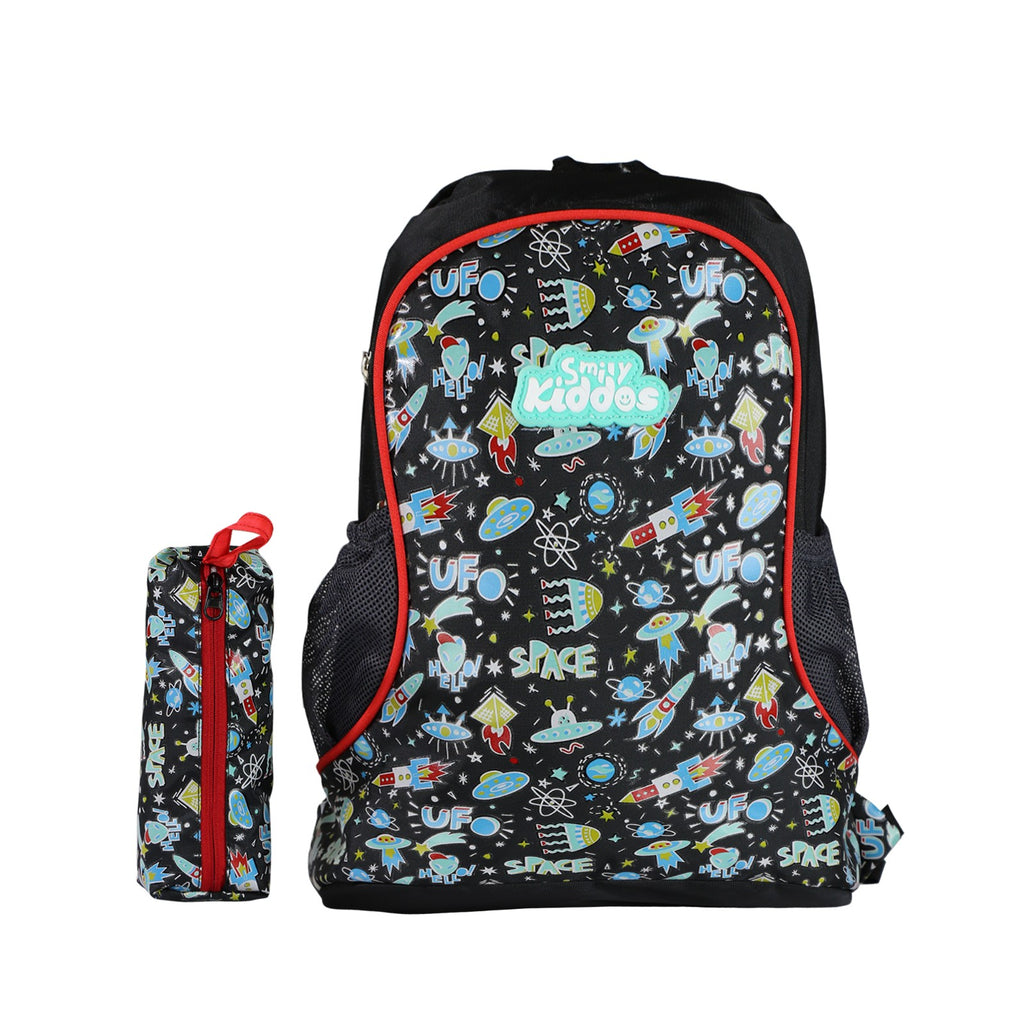 smily kiddos baby bag with pouch - space theme