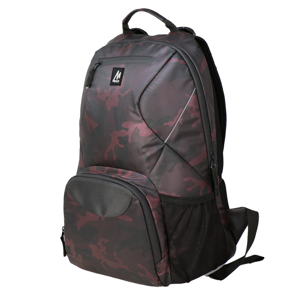 Mike Camo Laptop Backpack - Maroon & Black