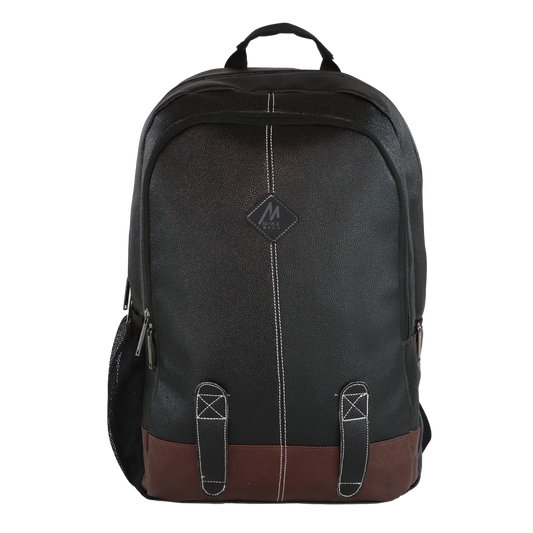 Mike Octane 21L Faux Leather Laptop Backpack - Black