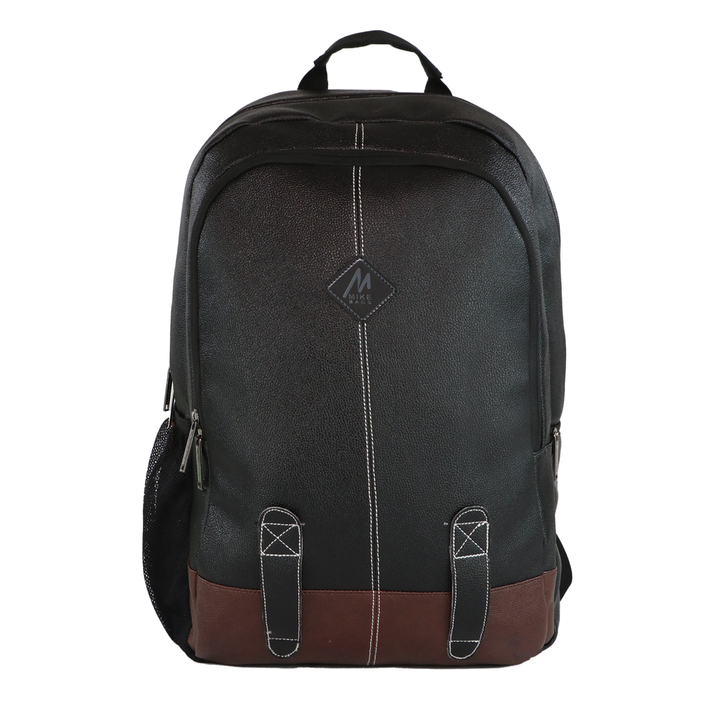 Mike Octane Faux Leather 14 Inch Laptop Backpack - Black