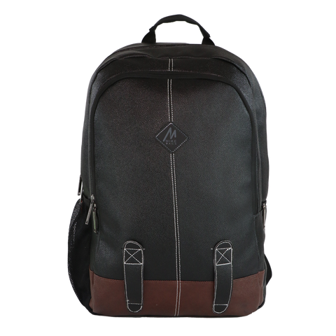Image of Mike Octane Faux Leather 14 Inch Laptop Backpack - Black