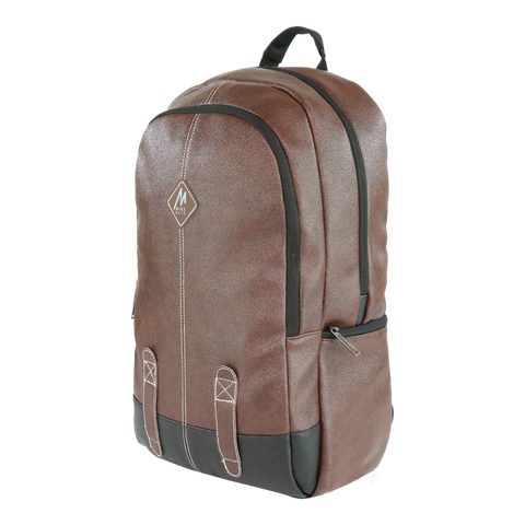 Image of Mike Octane Faux Leather Laptop Backpack -  Tan