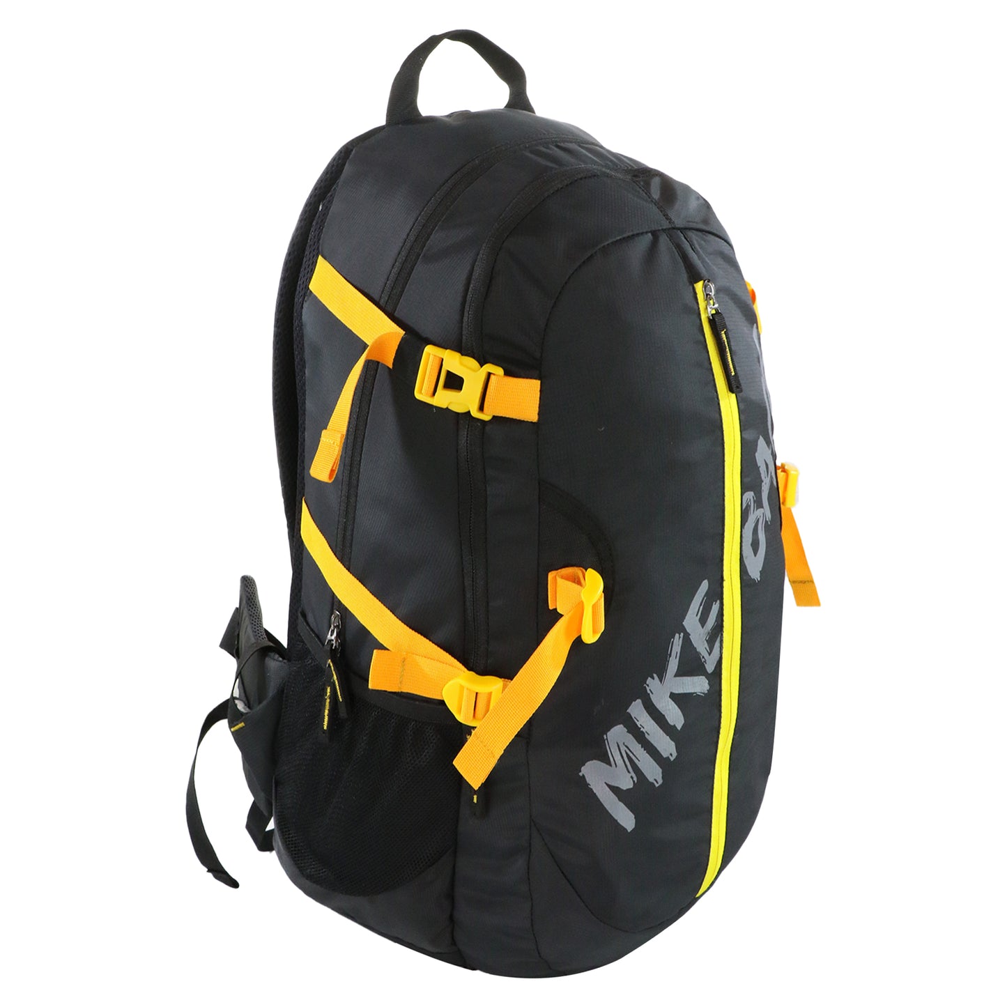 Mike Enticer 42L Trekking Backpack - Black with Yellow Zip